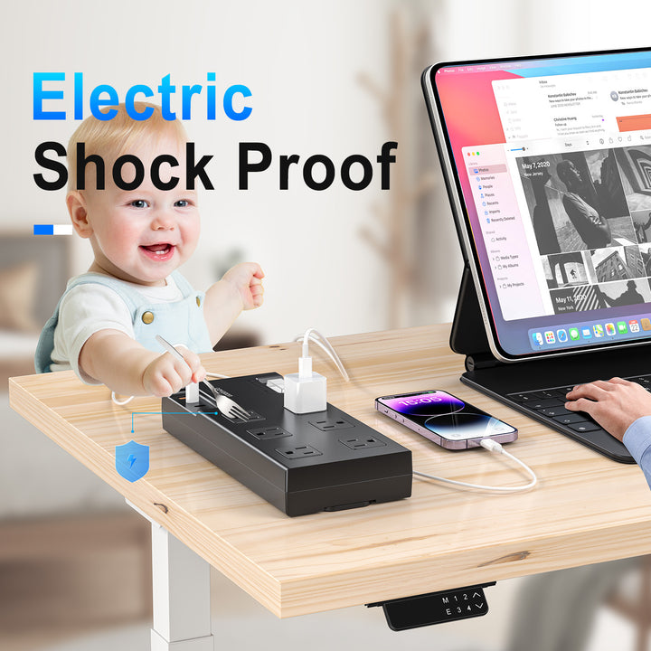 Electric shock proof surge protector power strip