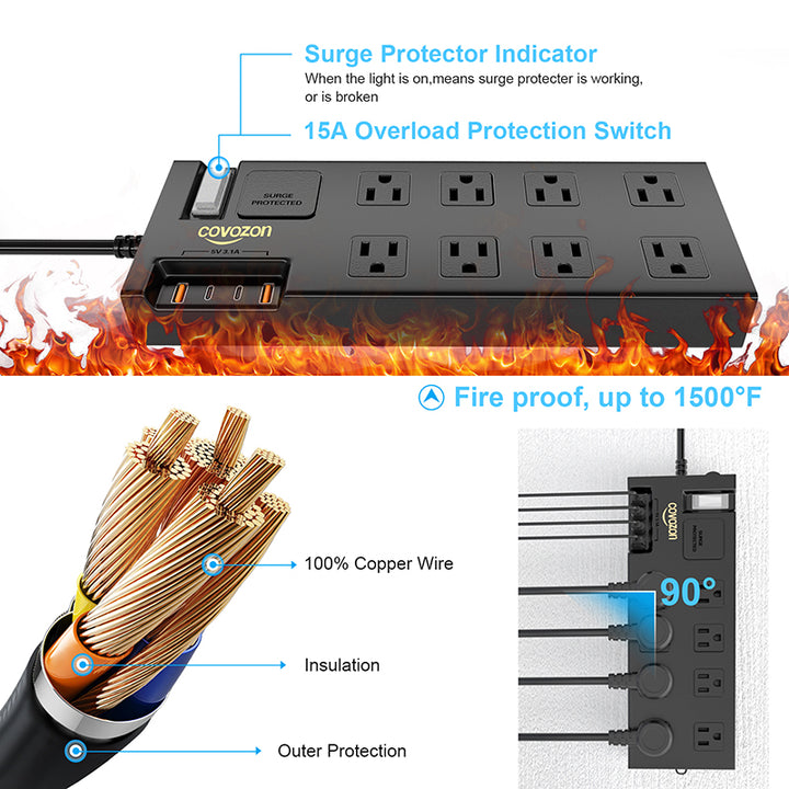 Heavy duty outdoor power strip surge protector