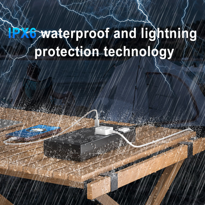 Waterproof electrical power strip with IPX6 protection